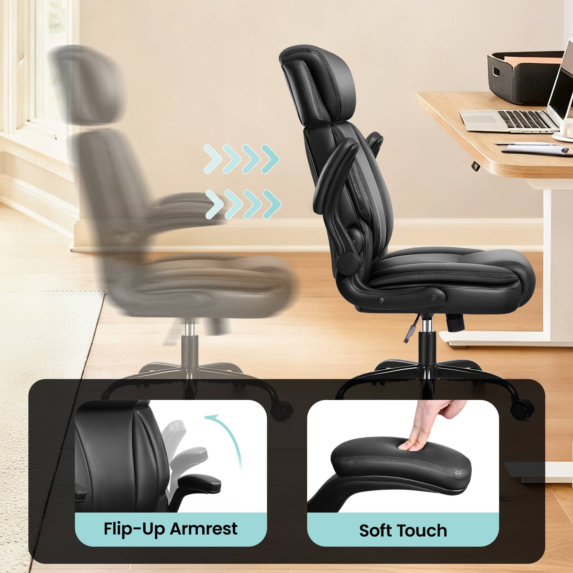 Flip-Up Armrest  
Soft Touch