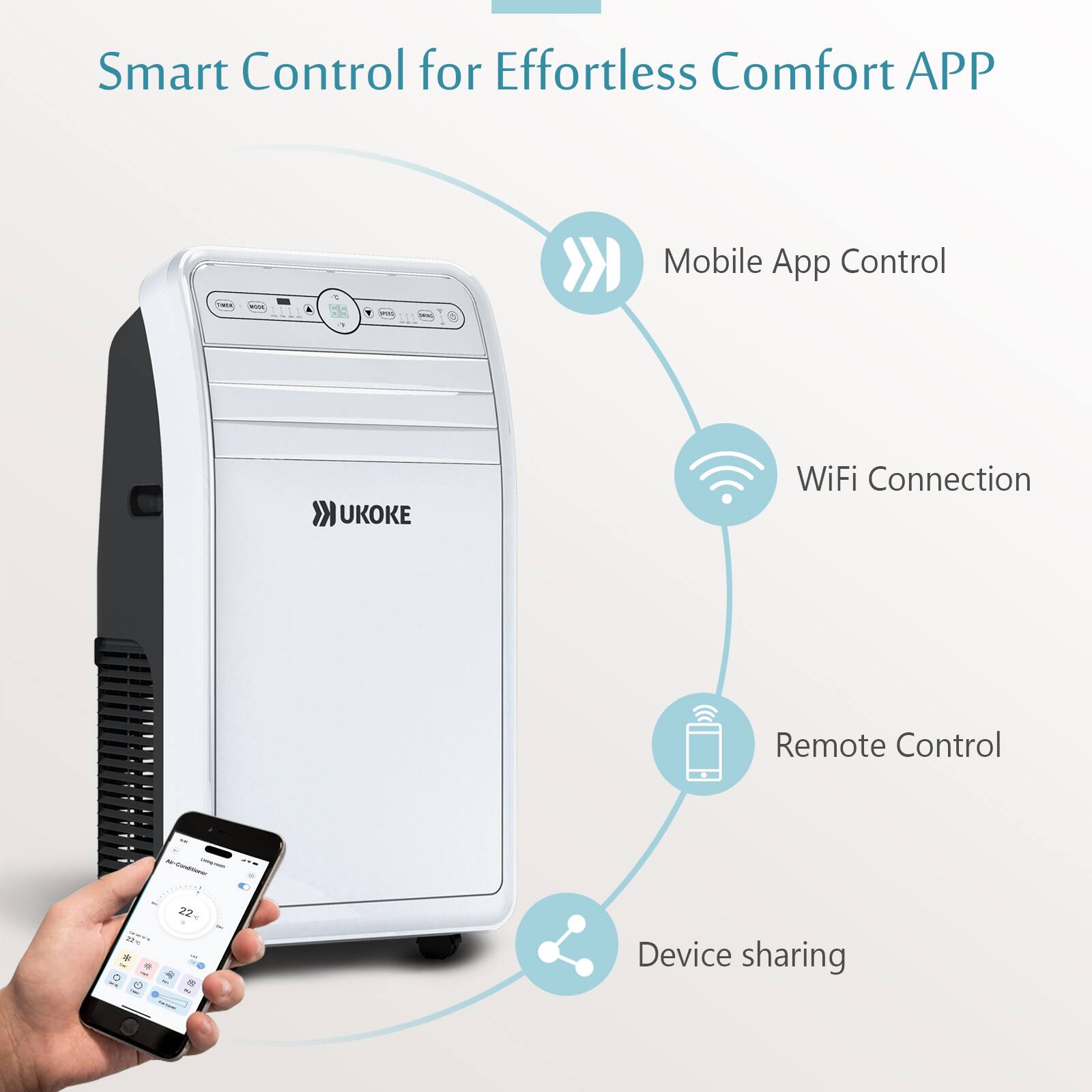 Smart Control for Effortless Comfort APP

- Mobile App Control
- WiFi Connection
- Remote Control
- Device sharing