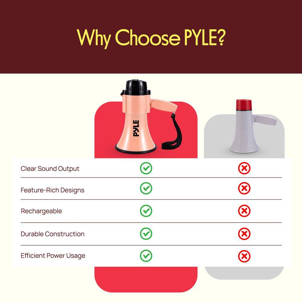 Why Choose PYLE?  
- Clear Sound Output  
- Feature-Rich Designs  
- Rechargeable  
- Durable Construction  
- Efficient Power Usage