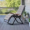 Front. PURPLE LEAF - Patio Reclining Chair Zero Gravity Chaise Lounge Folding Chair with Removable Cushion Adjustable Headrest for Beach Pool - Grey.