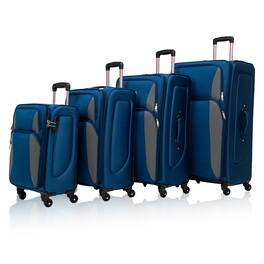 Ecooso - 4 Piece Softshell Luggage Set Expandable Lightweight Softside Suitcases for Travel - Navy Blue