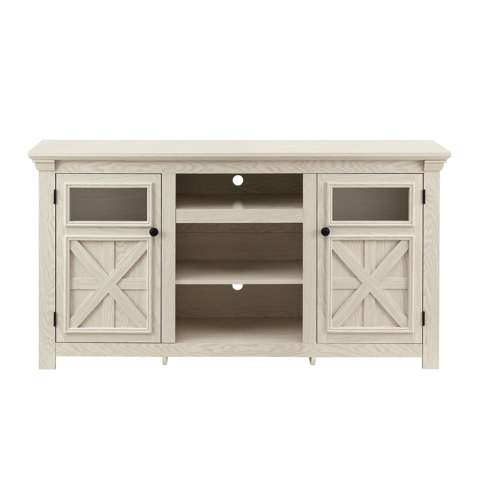 Angle. Spaco - Spaco 60.23" Farmhouse TV Stand for 75" TV , 2-Door Barn Design Media Console, Large Storage for Farmhouse Living Room - White.