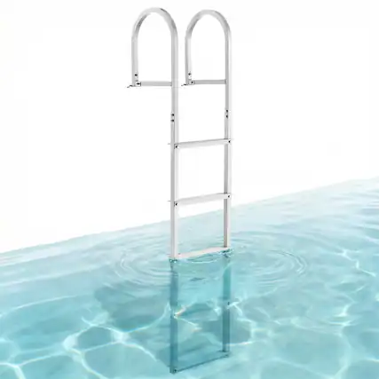 Front. VEVOR - Dock Ladder, Removable 5 Steps, 500 lbs Load Capacity, Aluminum Alloy Pontoon Boat Ladder with 3.1'' Wide Step & Nonslip - Silver.