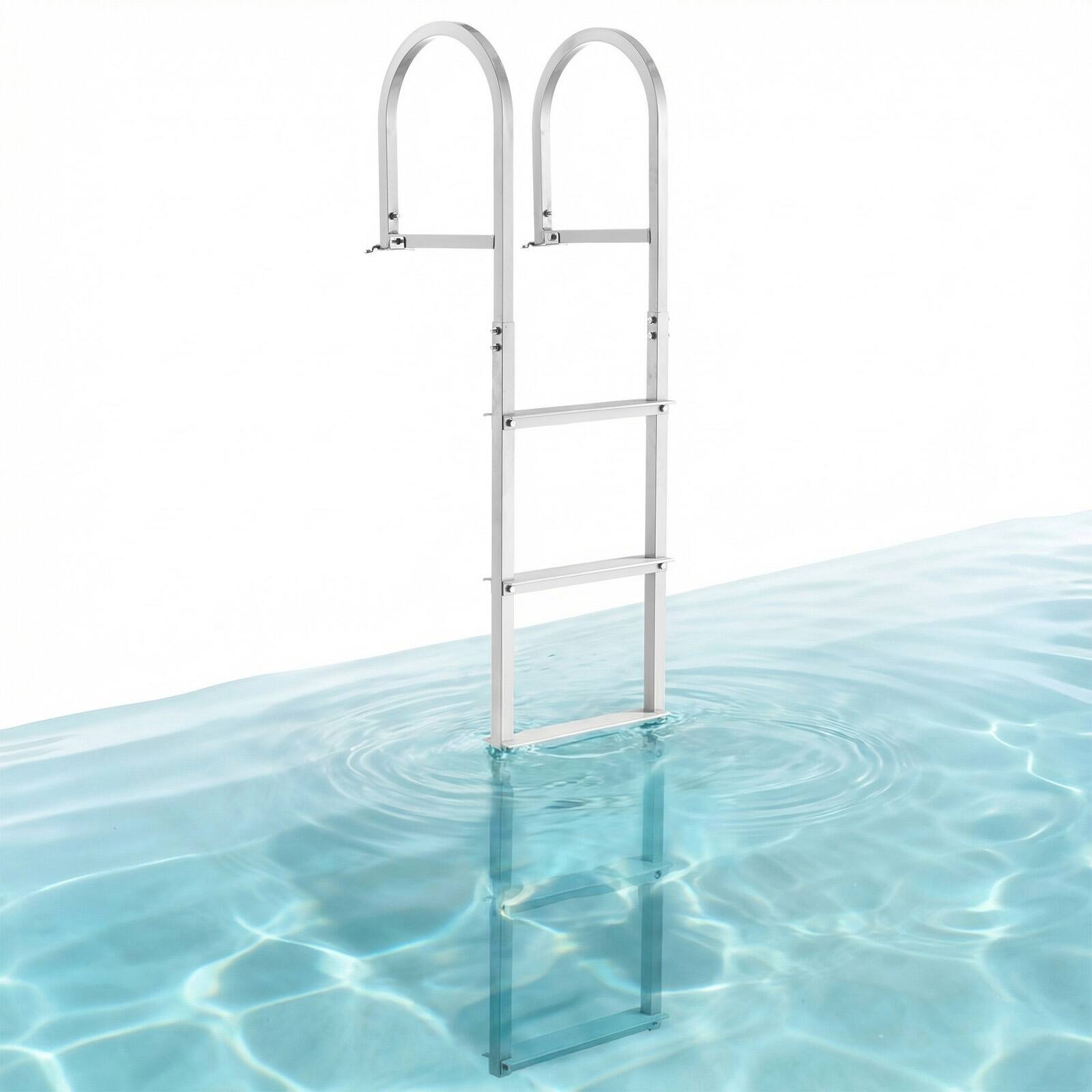 Front. VEVOR - Dock Ladder, Removable 5 Steps, 500 lbs Load Capacity, Aluminum Alloy Pontoon Boat Ladder with 3.1'' Wide Step & Nonslip - Silver.