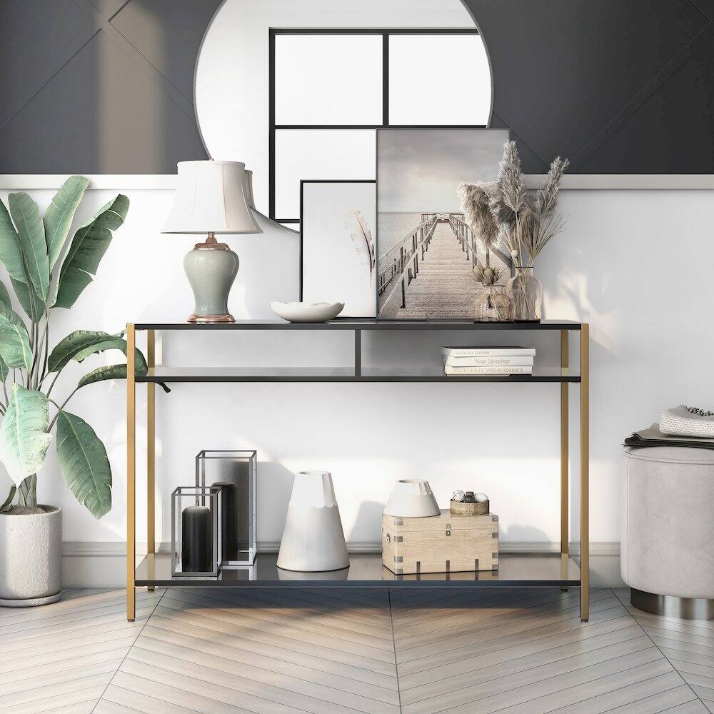 Alt View 4. Furniture of America - Mirah Contemporary Metal 3-Shelf Console Table - Black.