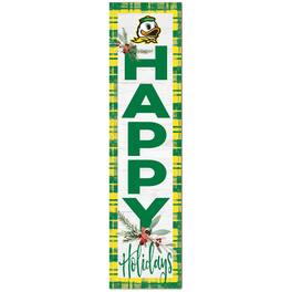 Jardine - Oregon Ducks 12'' x 48'' Happy Holidays Outdoor Leaner - White