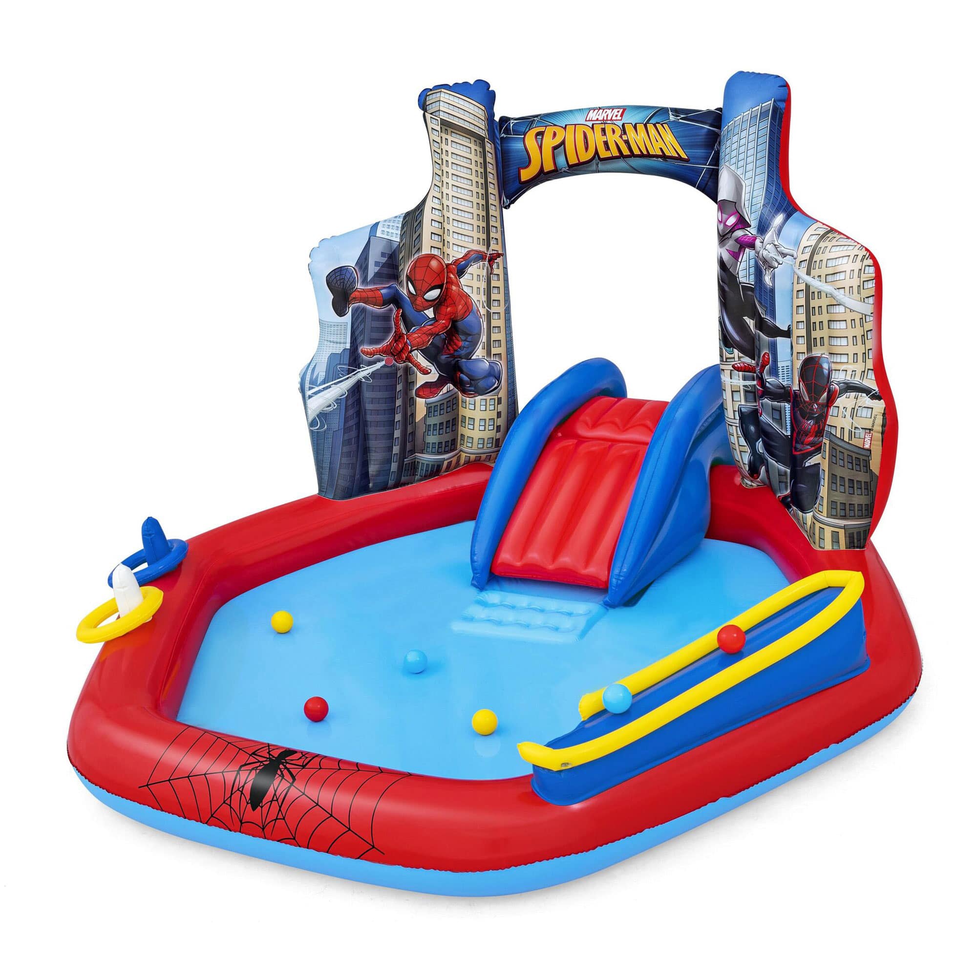 Bestway - Marvel Spider-Man Inflatable Kids Outdoor Water Play Center and Water Slide - Multicolor