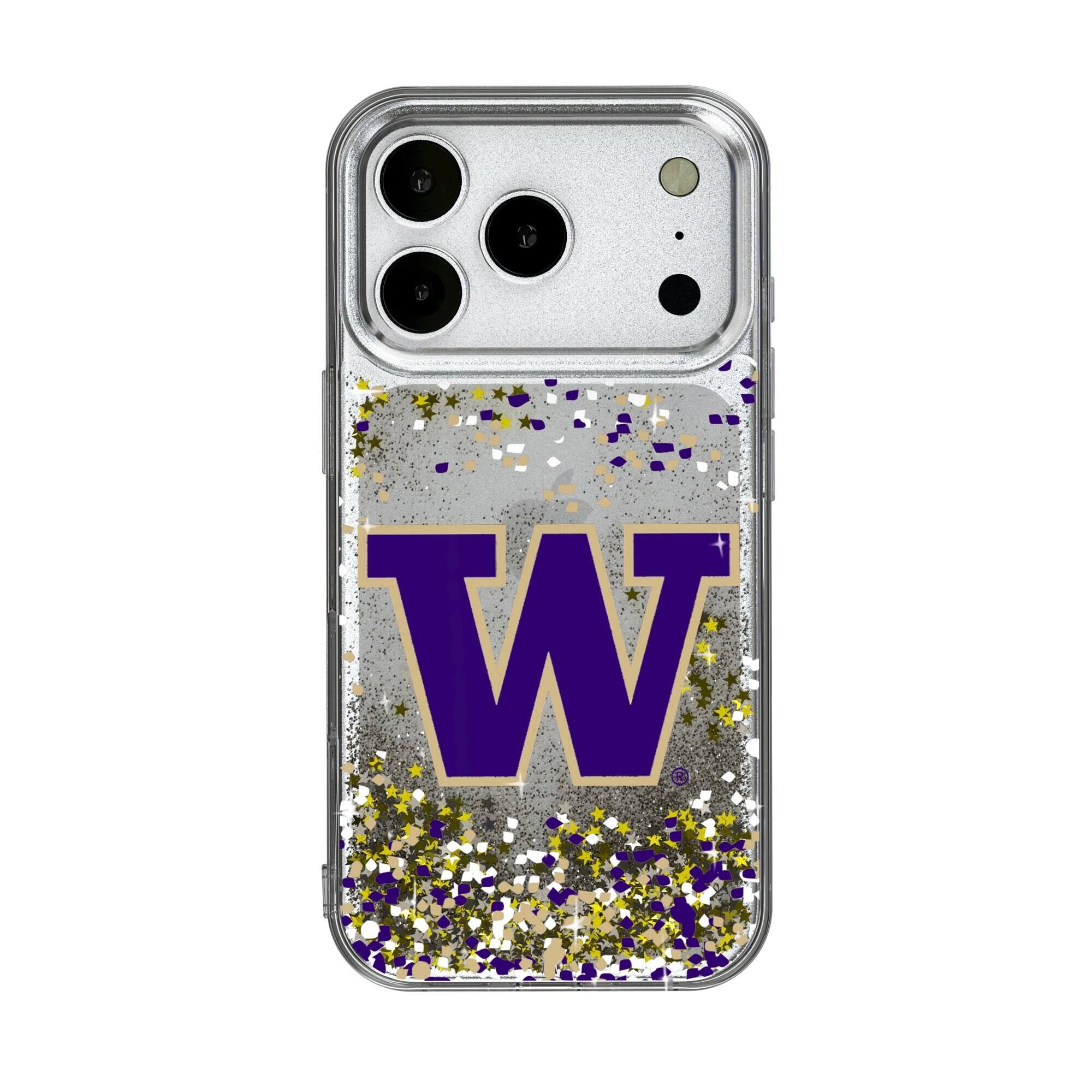 Front. Keyscaper - Washington Huskies iPhone Glitter Confetti Design Case - 16 Pro Max - Multicolor.