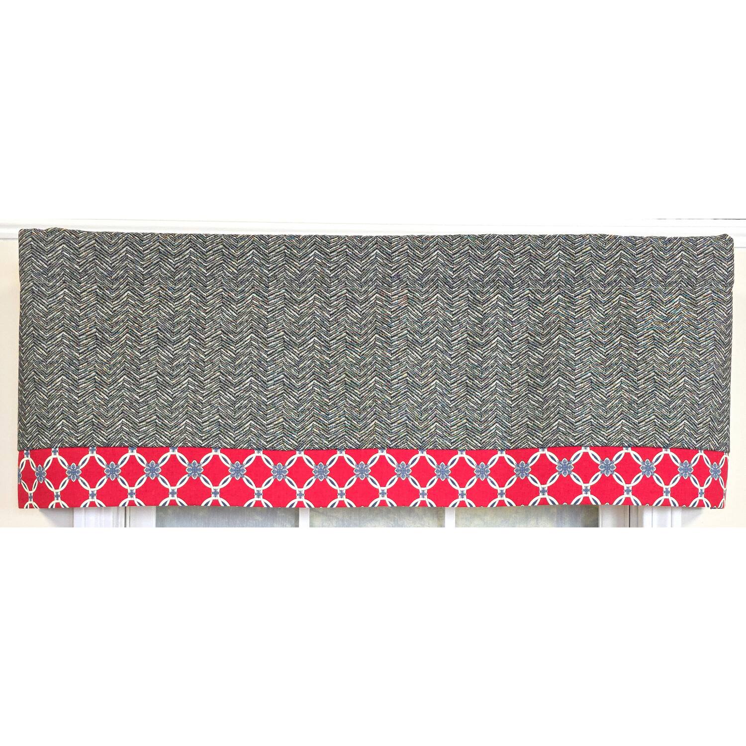Left. RLF Home - RLF Home 100% Cotton Brazil Banded  Fully lined Windows Rod Pocket Valance 50" x 16"  Red - Red.