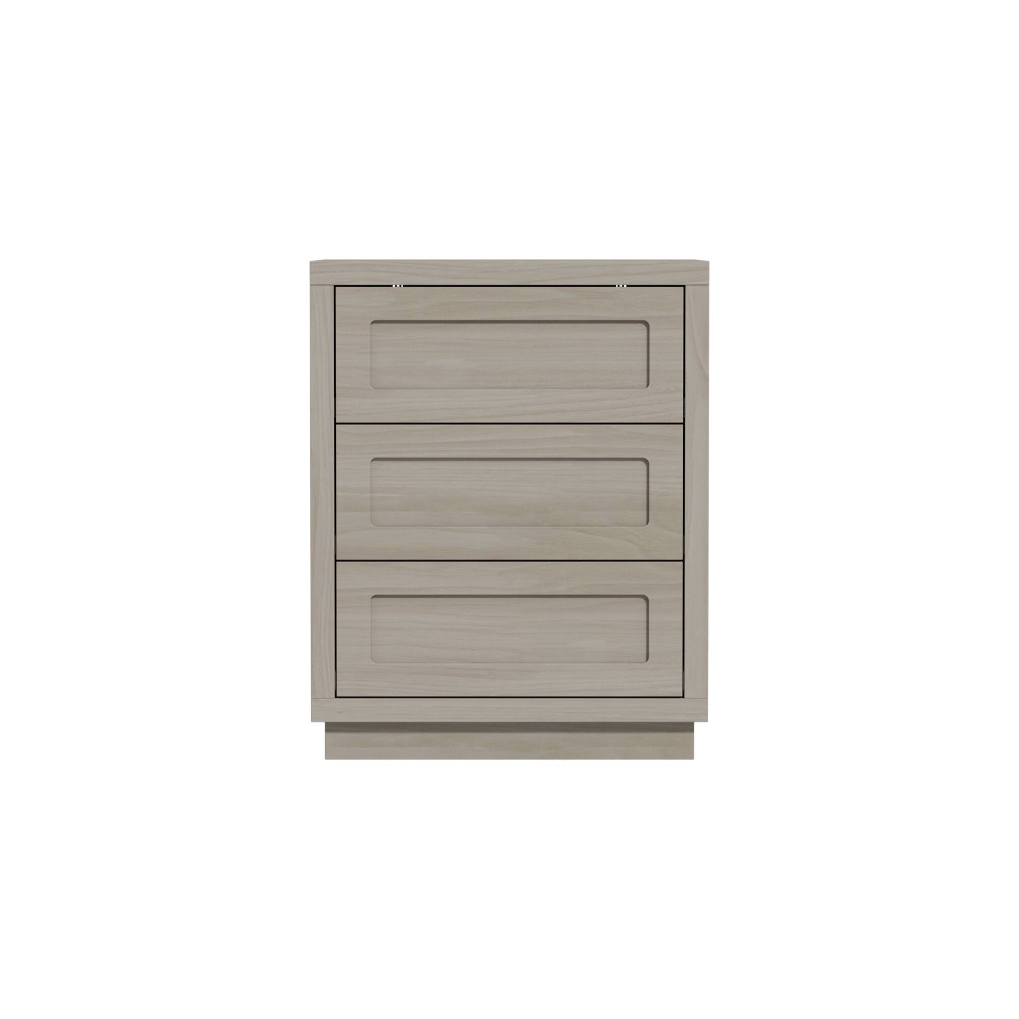 Front. Famapy - Famapy Minimalist 3 - Drawer Nightstand: Neutral - Toned Storage for Home - Gray.