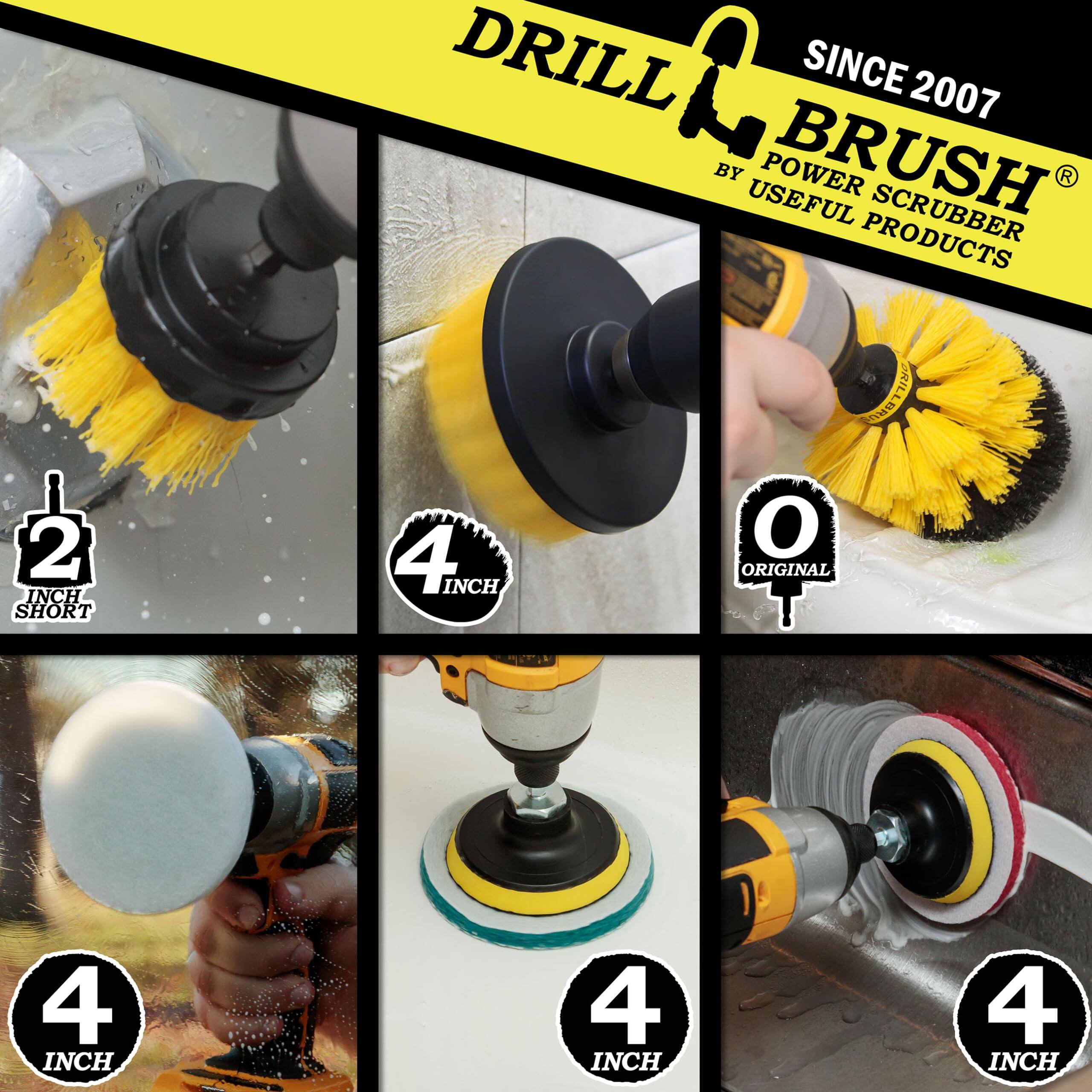 DRILL BRUSH SINCE 2007 BY USEFUL PRODUCTS 2 INCH SHORT 4 INCH O ORIGINAL 4 INCH 4 INCH 4 INCH 4 INCH
