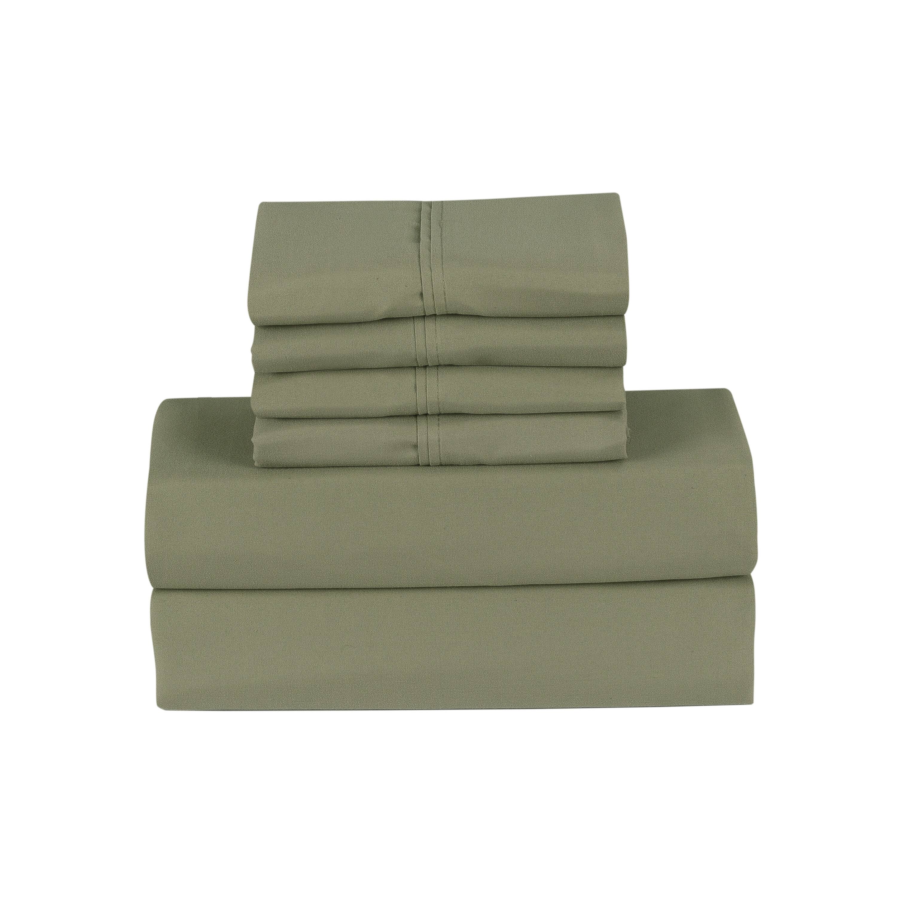 Angle. Bamboo Comfort - Bamboo 6 Piece 1800 Thread Count Smart Pocket Ultra Soft Luxury Sheet Set - Sage.