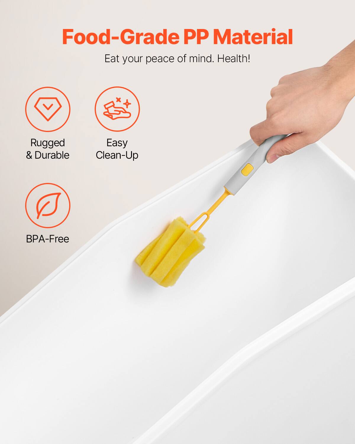 Food-Grade PP Material
Eat your peace of mind. Health!

Rugged & Durable
Easy Clean-Up
BPA-Free