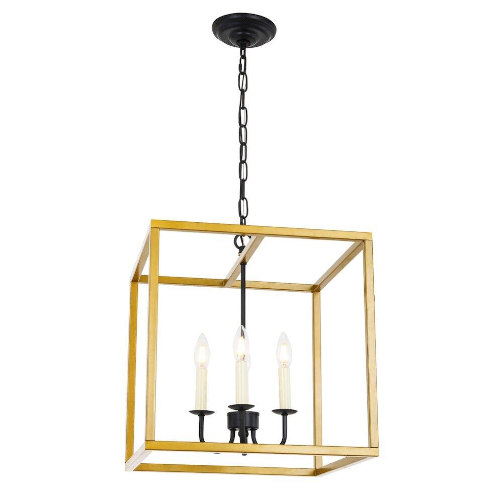Alt View 7. Living District - Eclipse 4 Light Brass And Black Pendant - Brass And Black.