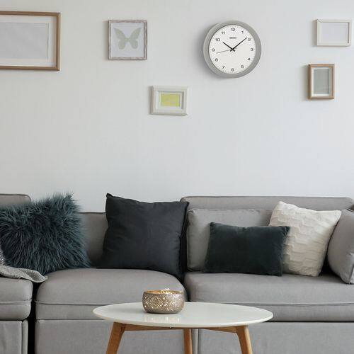 Angle. Seiko - Seiko 12" Stylish Brushed Silver Metal Quiet Sweep Wall Clock - Silver Tone Metallic.