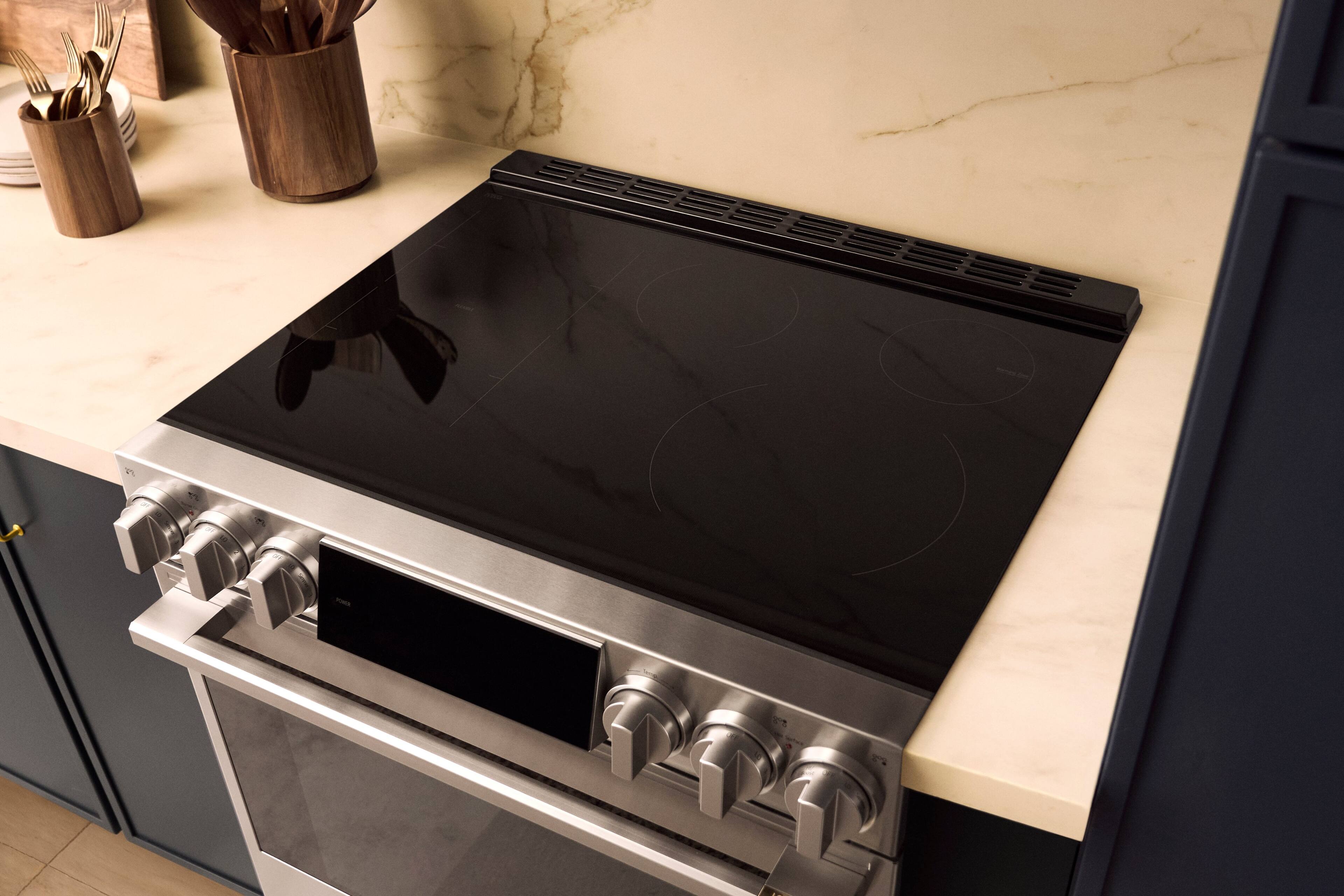 Alt View 31. LG - SIGNATURE 30” Slide-In Electric Induction True Convection Smart Range with Air Fry and AI Gourmet Camera - PrintProof Stainless Steel.