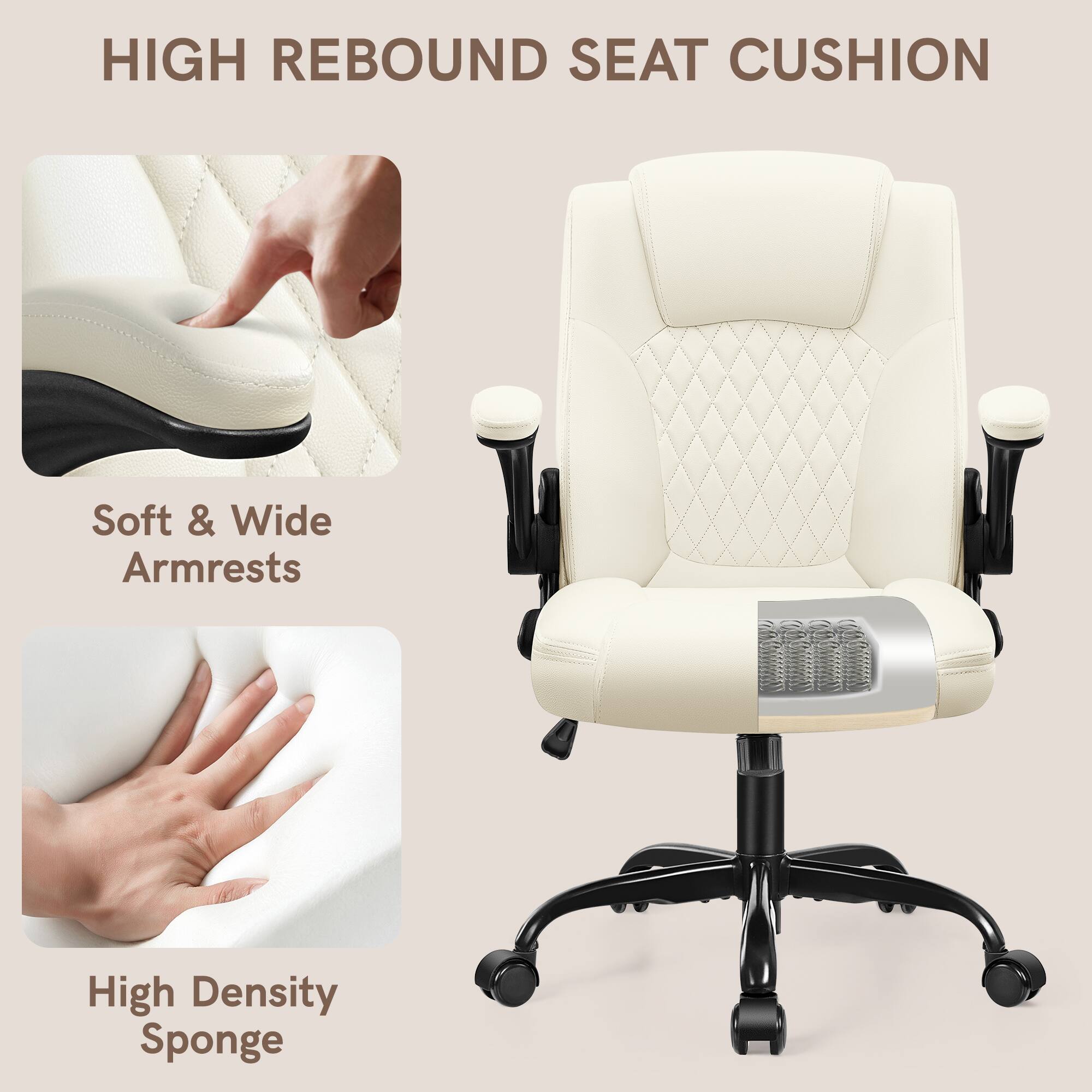 HIGH REBOUND SEAT CUSHION

Soft & Wide Armrests

High Density Sponge