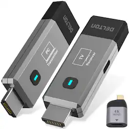 Delton - E2 Wireless Transmitter and Receiver, Portable HDMI Extender, Grey (DTEHDMI2) - Gray