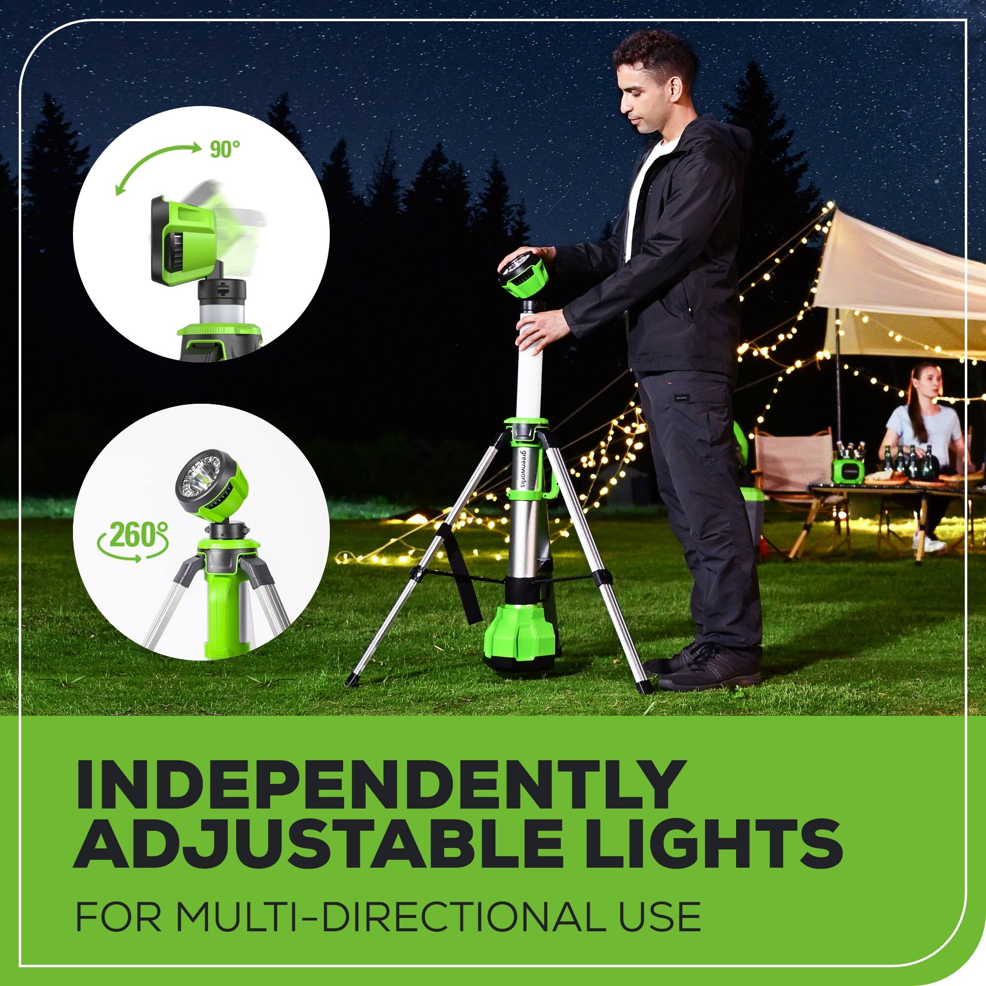 90° 260° CETE pooners INDEPENDENTLY ADJUSTABLE LIGHTS FOR MULTI-DIRECTIONAL USE