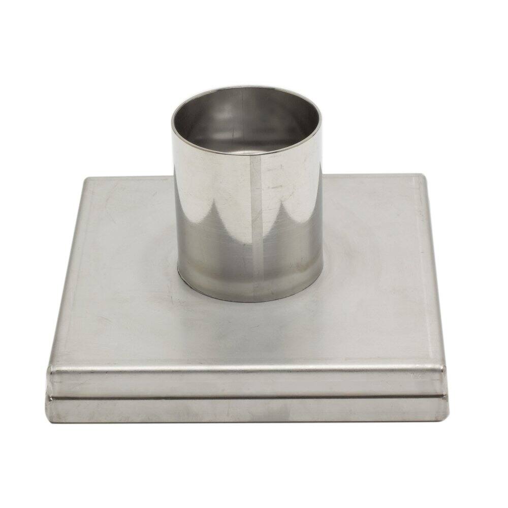 Angle. Alfi - 5" x 5" Square Stainless Steel Shower Drain with Groove Lines - Gray.