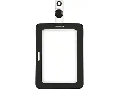 Front. Cosco - MyID ID Badge Holder, Black/Clear - Black/Clear.