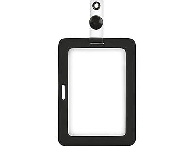Front. Cosco - MyID ID Badge Holder, Black/Clear - Black/Clear.
