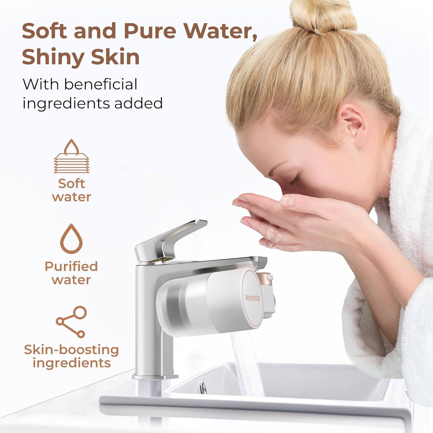 Soft and Pure Water, Shiny Skin  
With beneficial ingredients added  

- Soft water  
- Purified water  
- Skin-boosting ingredients