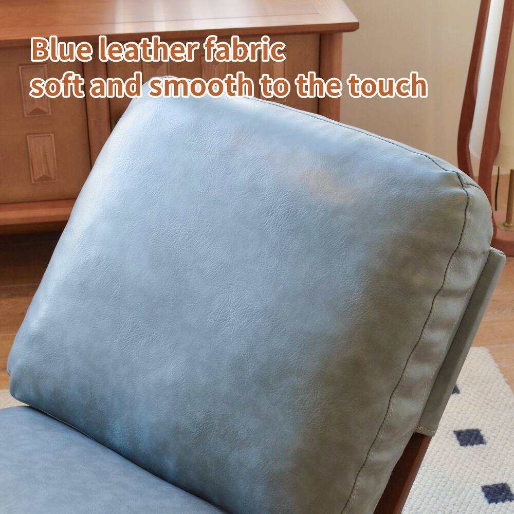 Blue leather fabric soft and smooth to the touch