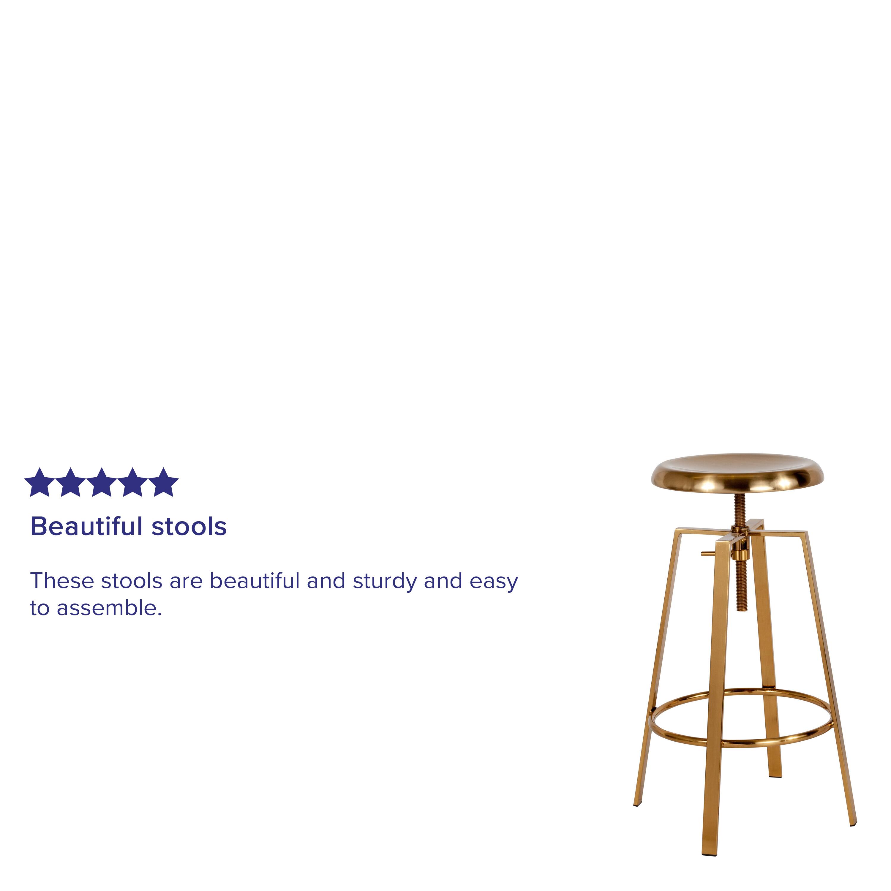 Alt View 14. Alamont Home - Toledo Industrial Style Barstool with Swivel Lift Adjustable Height Seat - Gold.