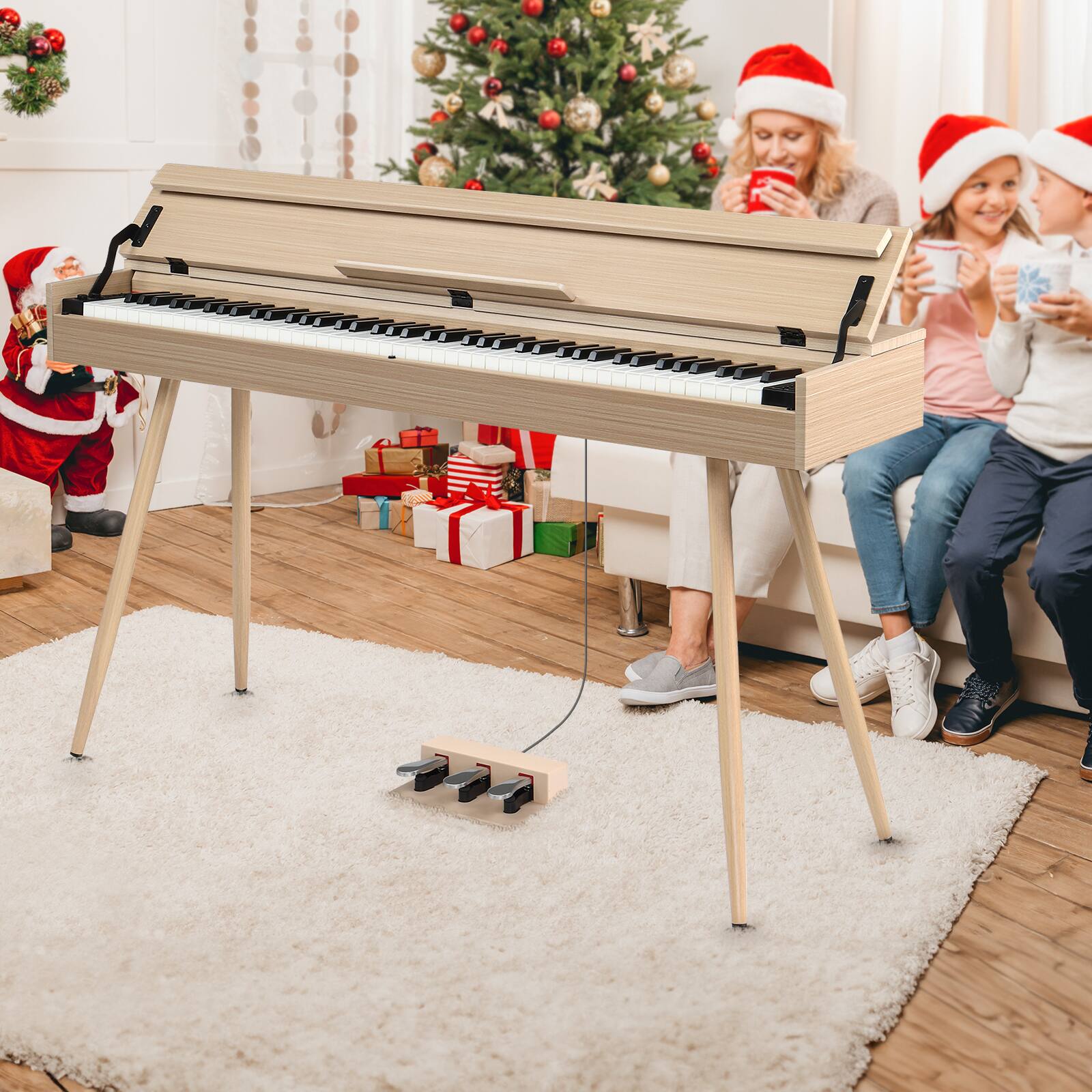 Left. Winado - 88-Key Digital Electric Piano with MIDI,600 Rhythm,800 Timbre 3 Pedals.