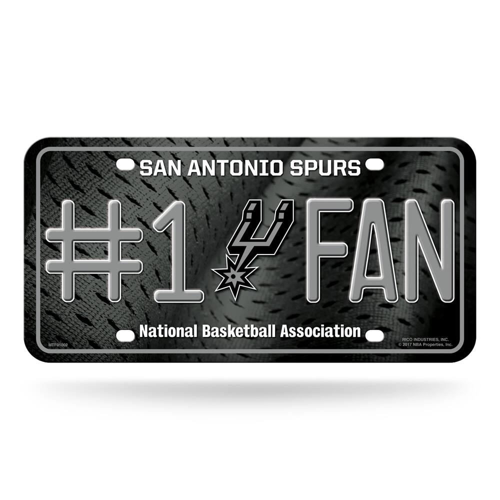 San Antonio Spurs #1 Fan Metal License Plate Tag - Number One! Let's Go!!