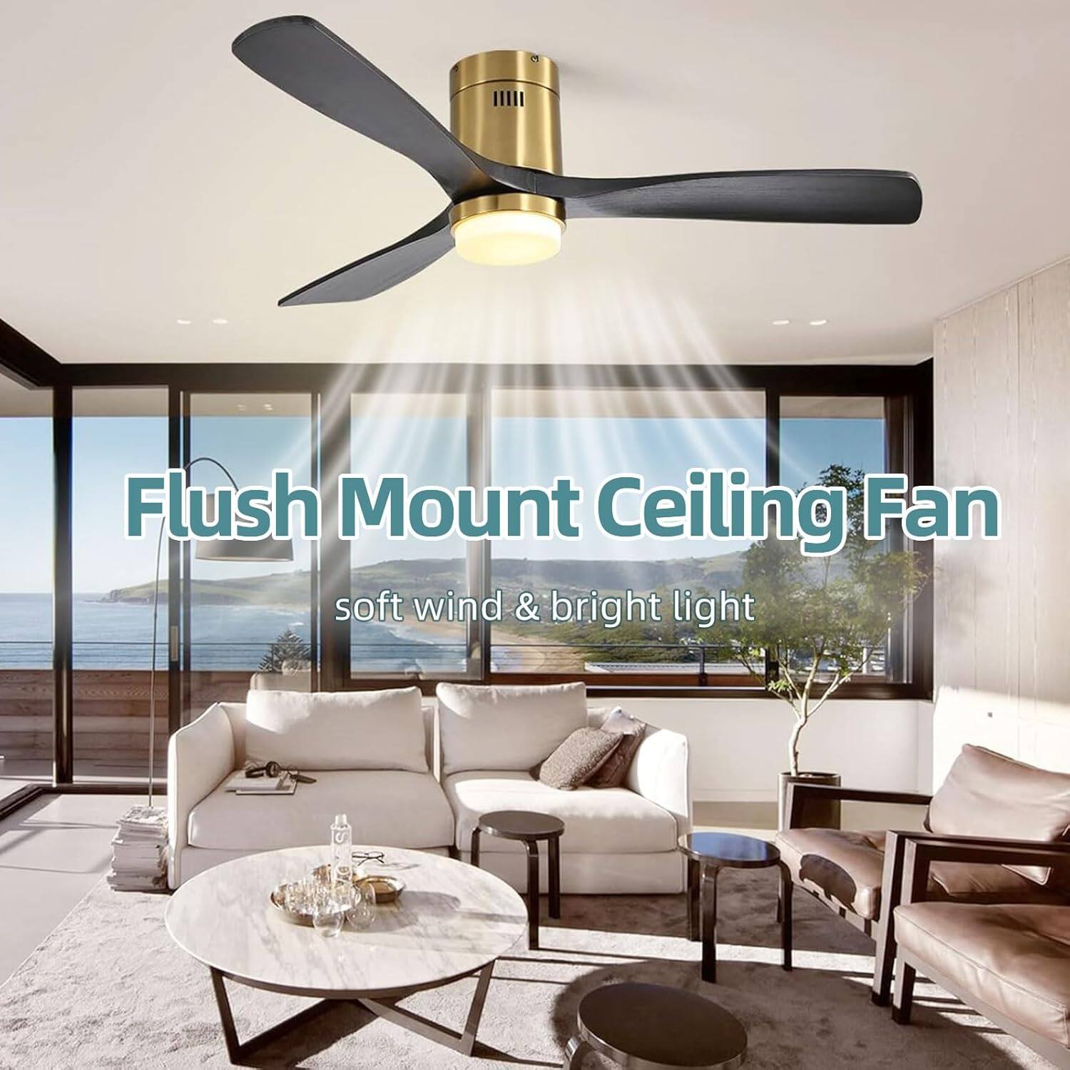Flush Mount Ceiling Fan  
soft wind & bright light