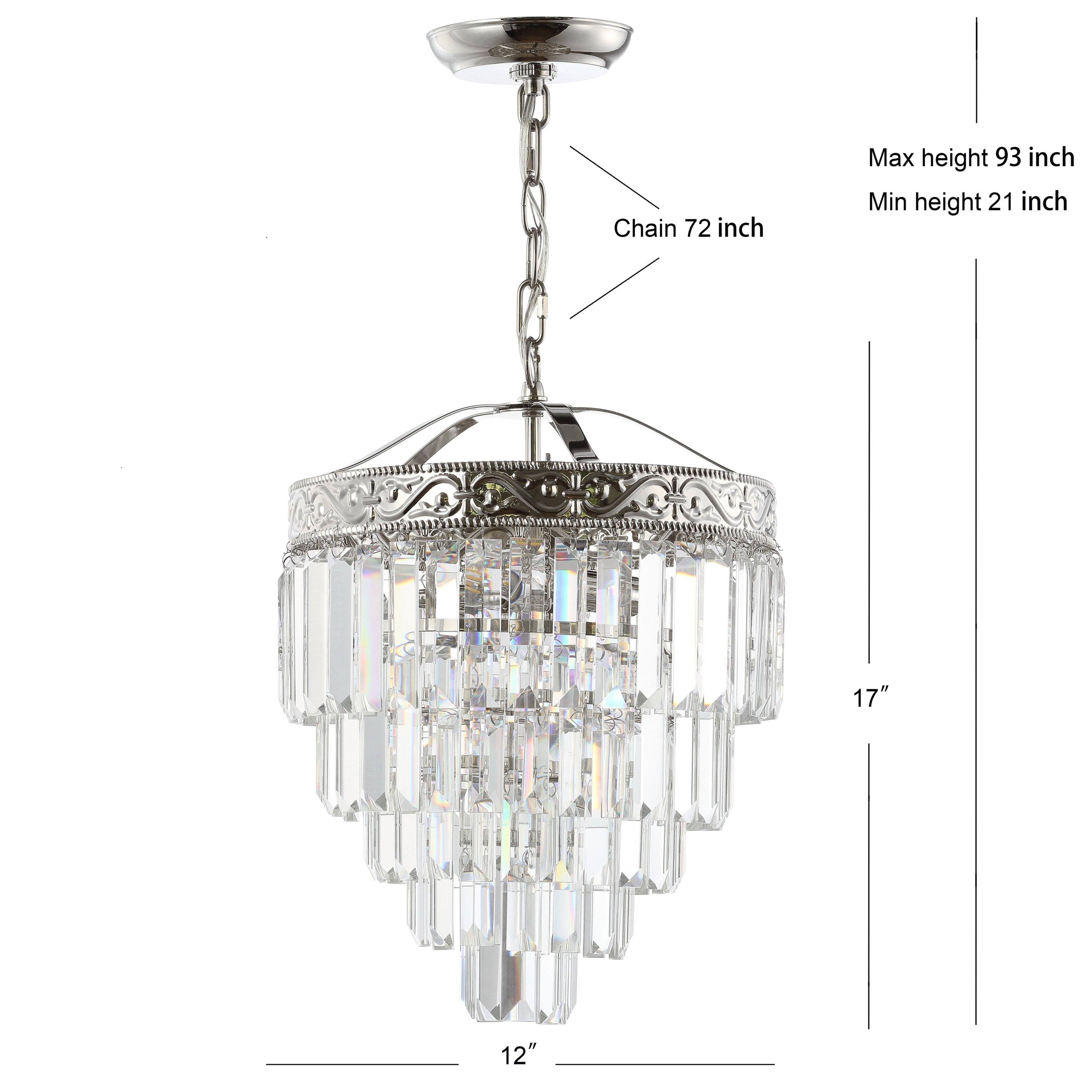 Chain 72 inch  
Max height 93 inch  
Min height 21 inch  
17"  
12"