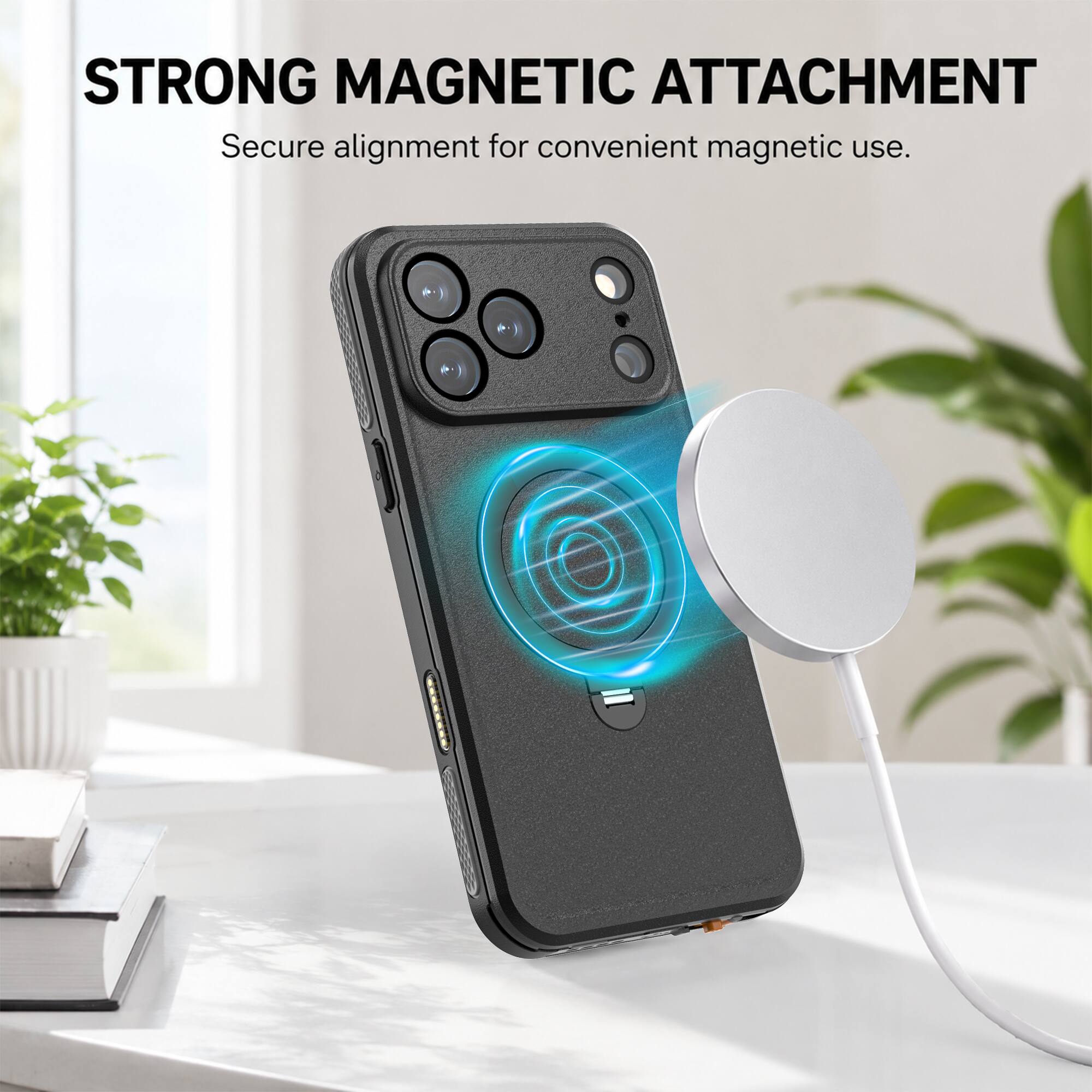 STRONG MAGNETIC ATTACHMENT  
Secure alignment for convenient magnetic use.
