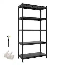 VEVOR - Storage Shelves, 5-Tier Adjustable, 3000 lbs Capacity, Heavy Duty Garage Storage Shelving Unit, Metal Utility Rack Shelf - Black