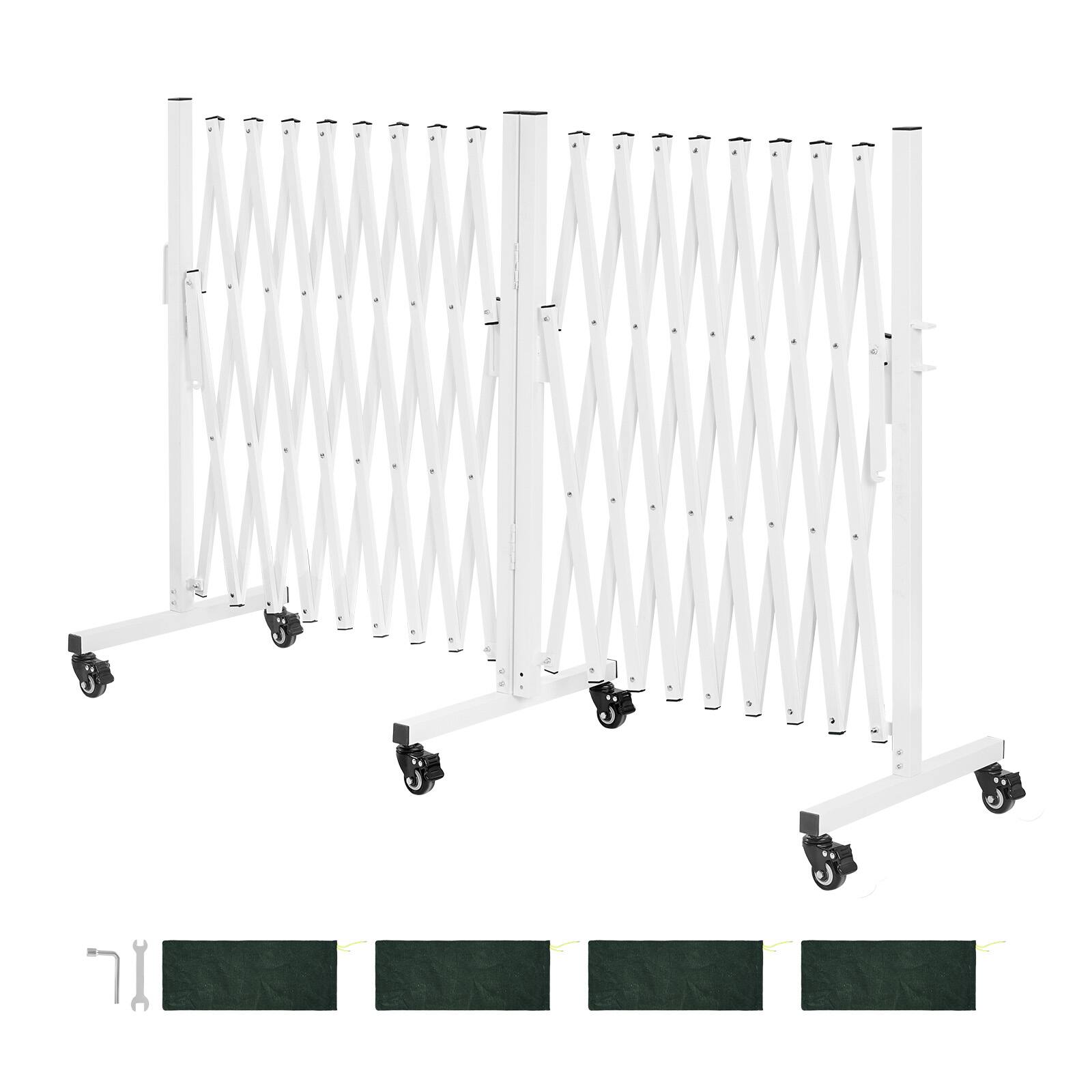 Alt View 5. VEVOR - Double Expandable Barricades, 18FT Expandable Safety Barrier, 0-180° Rotatable Mobile Barricade with Locking Casters - White.