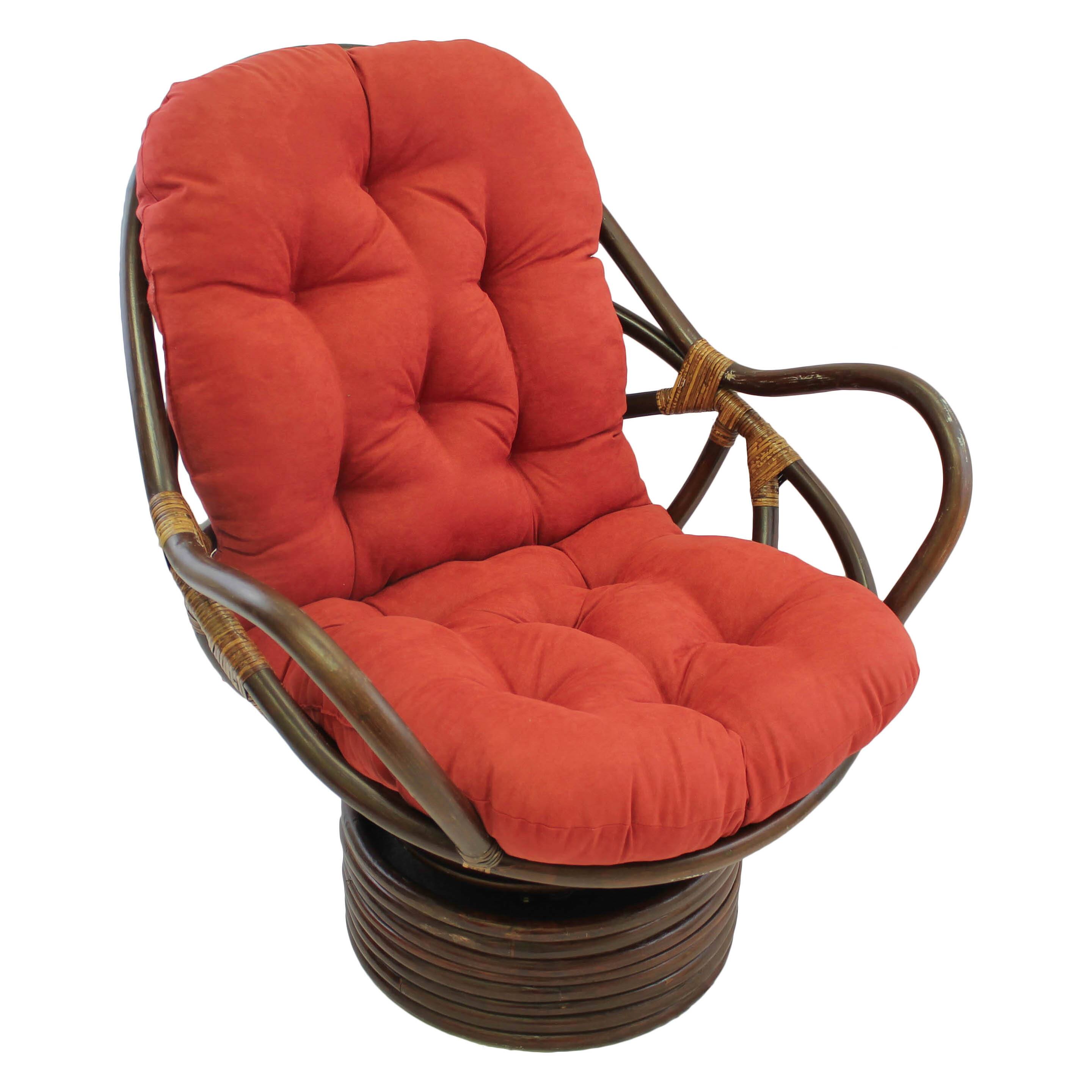 Front. Blazing Needles - 48-inch by 24-inch Solid Micro Suede Swivel Rocker Cushion - Cardinal Red.
