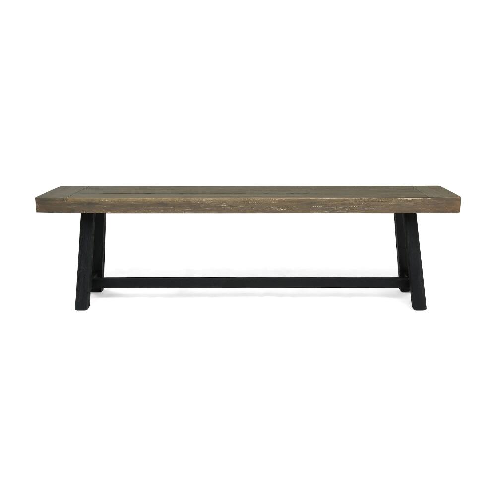 Alt View 3. Ropilly - Ropilly Acacia Outdoor Bench Set of 2, 63 Inch Rustic Wood Patio Dining Bench, Sandblast Gray - Sandblast Gray.