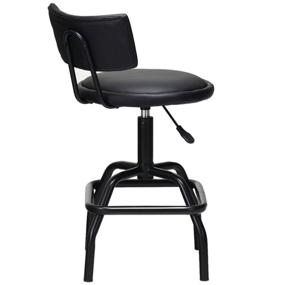 Back. Kadyn - Adjustable Swivel Vintage PU Leather Bar Stool, for Kitchen Island & Dining Room - Black.