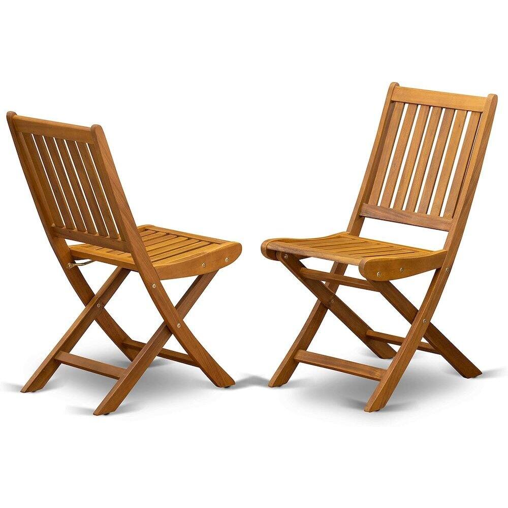 Angle. Outdoor Escape - Oil-Finish Round Patio Table Set with 2 Folding Chairs - Multi-Color.
