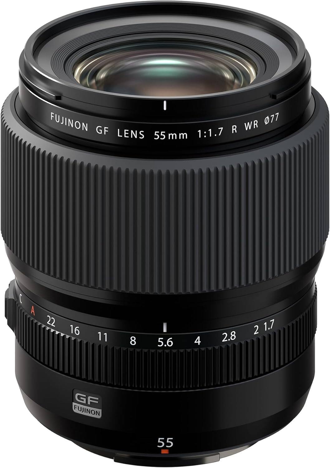 FUJINON GF LENS 55mm 1:1.7 R WR 077  
55  
22 16 11 8 5.6 4 2.8 2 1.7  
GF FUJINON