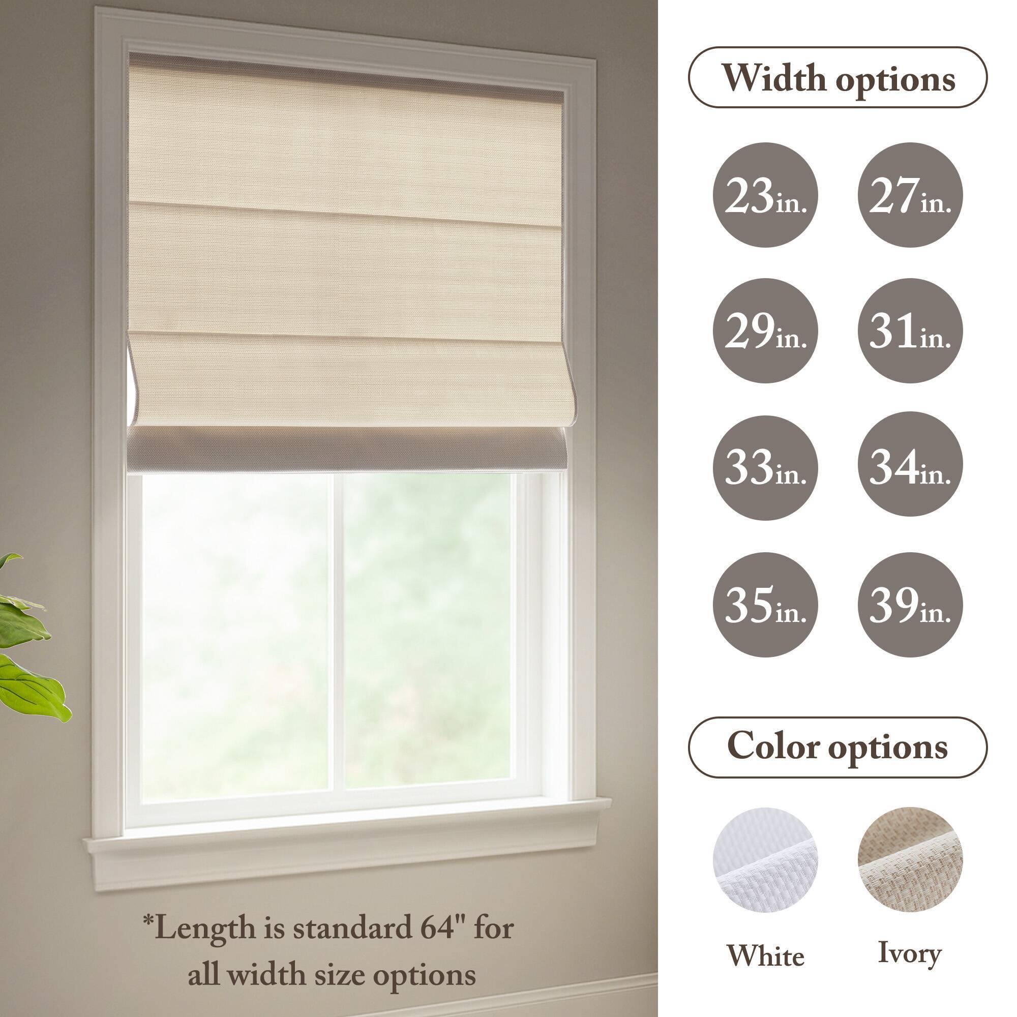BreeBe 1PC 27x64' Cordless Roman Blind Galen Matte fabric Ivory ...