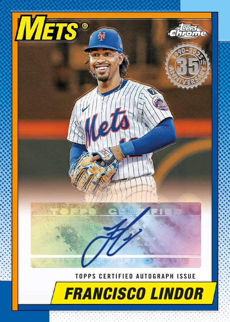 Mets  
Topps Chrome  
1990-2025 35th Anniversary  

Topps Certified Autograph Issue  
Francisco Lindor