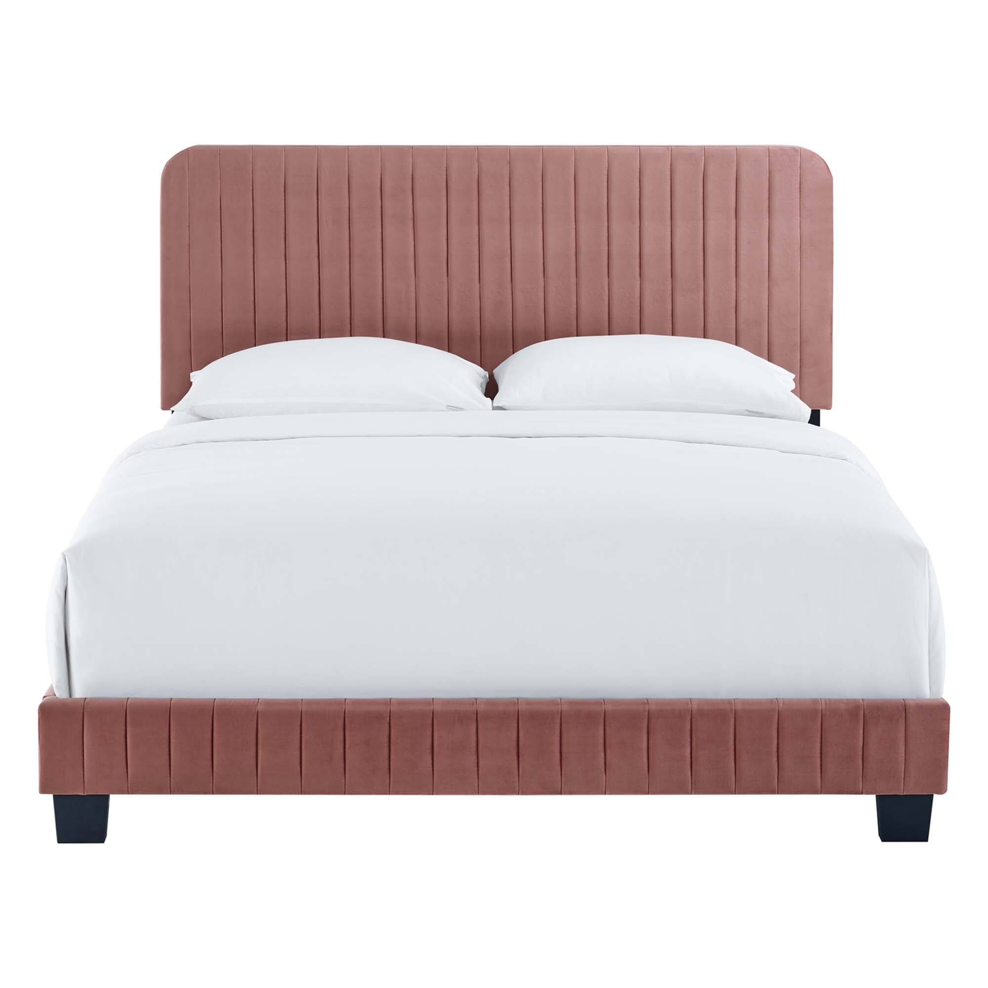 Alt View 1. Modway - Zahra Channel Tufted Performance Velvet Twin Platform Bed - White.