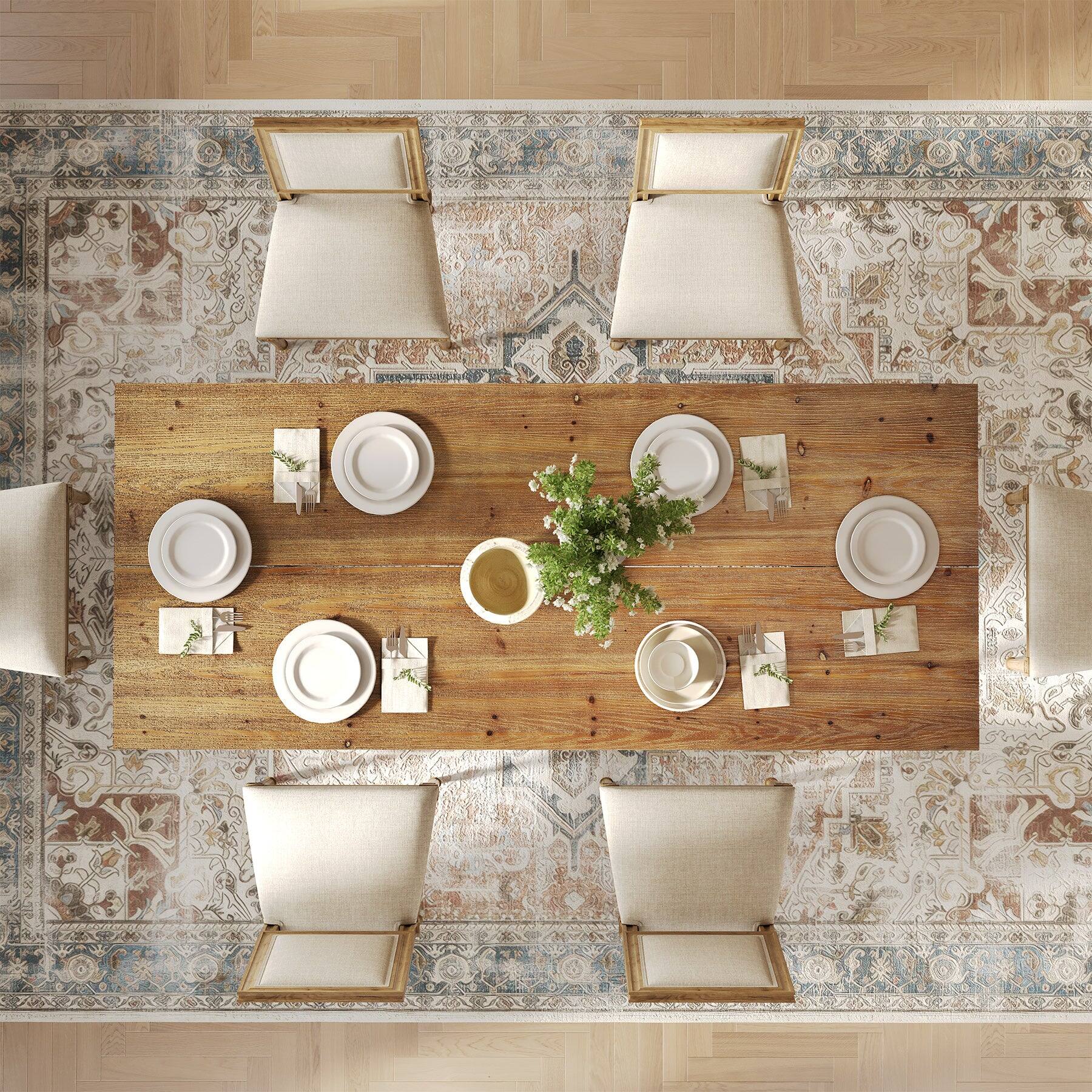 Alt View 3. Tribesigns - Industrial Solid Wood Dining Table with Rectangular Top for Everyday Meals and Family Gatherings - Brown.