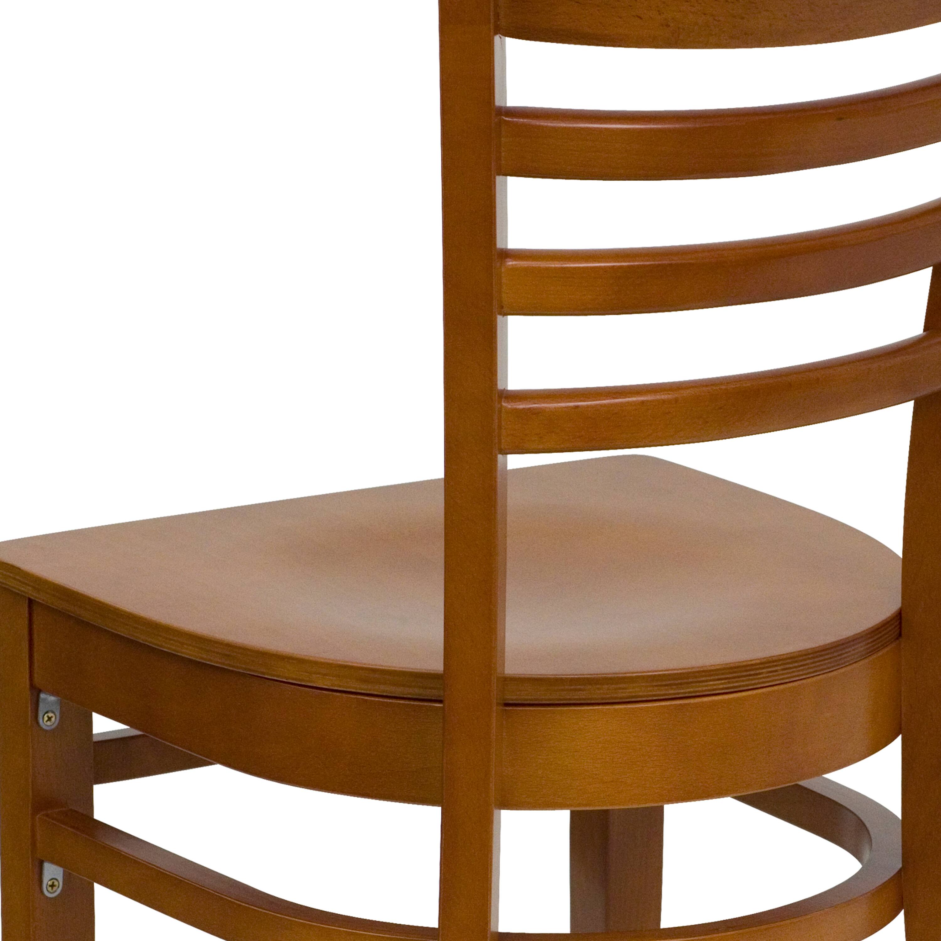 Alt View 9. Emma + Oliver - Ladder Back Wooden Restaurant Dining Chair - Cherry Wood Seat/Cherry Wood Frame.