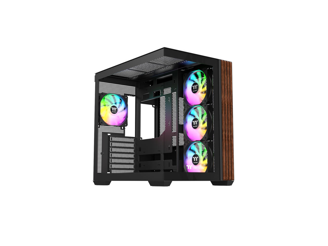 Thermaltake - View 380 WS ARGB Mid Tower; Wood Trim; 4x ARGB Fans; 360mm Rad; 415mm GPU; Dual Chamber; ATX/mATX/mITX - Wood Trim