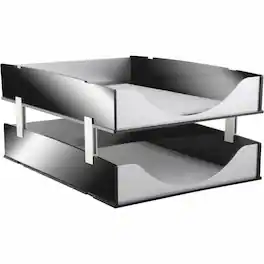 KanTek - Stacking Support Set for Letter Trays - Acrylic - Silver - 1 Set
