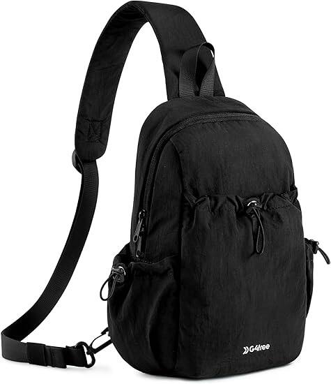 Front. Vulpecula Spade - Sling Bag for Women, Casual Crossbody Handbag Fashionable Shoulder Backpack Lightweight Chest Bag - Black.