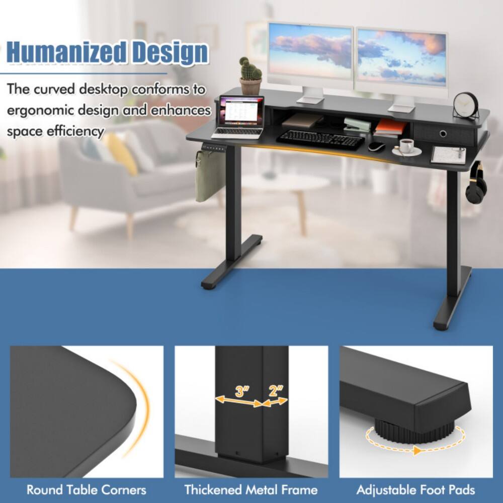 Humanized Design

The curved desktop conforms to ergonomic design and enhances space efficiency

- Round Table Corners
- Thickened Metal Frame
- Adjustable Foot Pads